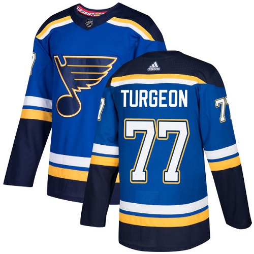 Adidas Blues #77 Pierre Turgeon Blue Home Authentic Stitched NHL Jersey - Click Image to Close